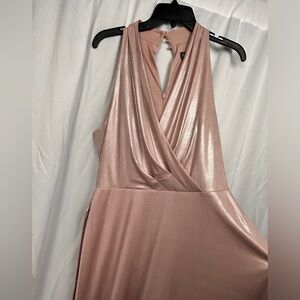 Donna Ricco Halter Neck Shimmer Light Pink Midi Wrap Dress. Size 12. NWT